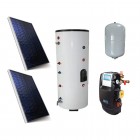 Pachet sistem solar presurizat, panou solar plan, boiler cu 2 serpentine 200 litri