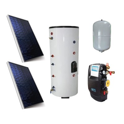 Pachet sistem solar presurizat, panou solar plan, boiler cu 2 serpentine 200 litri Pachet sistem solar presurizat, panou solar plan, boiler cu 2 serpentine 200 litri